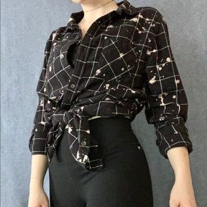 Long Black Button Up Flannel